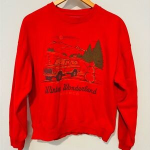 American Eagle Outfitters Red Graphic Crewneck Sweater